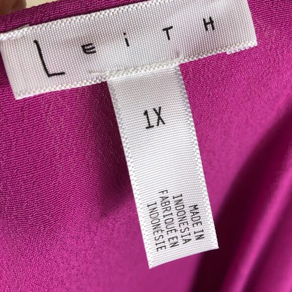 LEITH Plus Size Twist Front Long Sleeve Blouse 1X NWT Colorful Top Rayon Vibrant - Picture 4 of 7